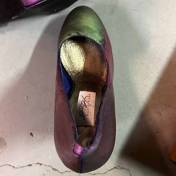 Size 6 Custom Upcycled David Dixon Vintage metallic ombre Wedges - Picture 2 of 6